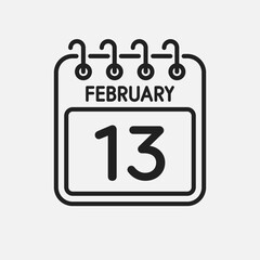 Icon page calendar day - 13 February