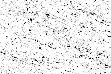 Black blobs isolated on white. Ink splash. Brushes droplets. Grainy texture background. Vector illustration.  