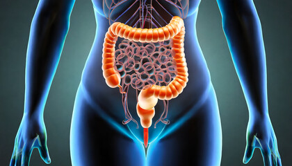 3D Visualization of the Anterior Human Large Intestine Tract in Digestive System