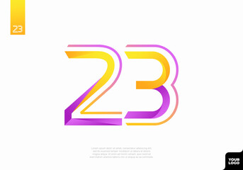 Number 23 logotype with minimalist shapes and lines