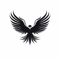 illustration of modern minimalist logo of a hummingbirds black vecto, Generative ai