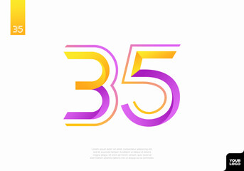 Number 35 logotype with minimalist shapes and lines
