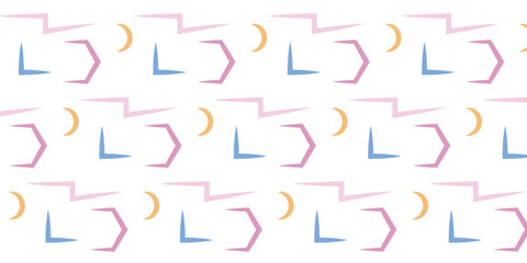 Collection of colorful seamless patterns. Creative irregular line shapes background for kids or trendy design with abstract collage shapes. simple and fun doodle wallpaper print