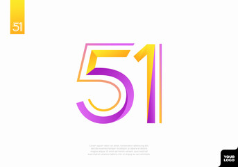 Number 51 logotype with minimalist shapes and lines