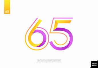 Number 65 logotype with minimalist shapes and lines