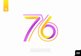 Number 76 logotype with minimalist shapes and lines