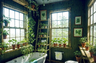 Bathroom with a View: The Ladder and the Plant