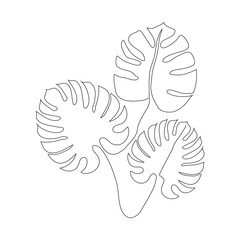 monster leaf in line art style, one continuous line. For printing, for interior decoration, for printing on fabric