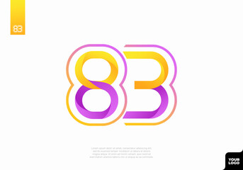 Number 83 logotype with minimalist shapes and lines