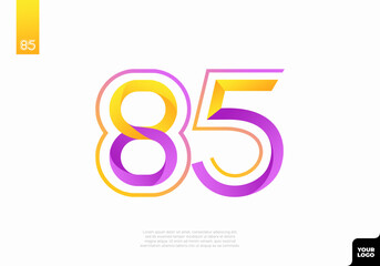 Number 85 logotype with minimalist shapes and lines