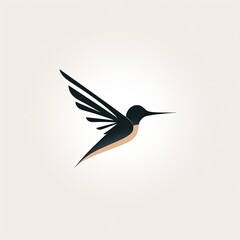 Fototapeta premium flying hummingbird - minimalistic black and white 2d logo template on white background 
