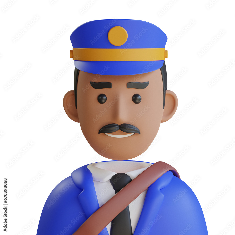 Poster 3d model of postman avatar. postman avatar design in 3d. intriguing 3d model of postman avatar. 3d i
