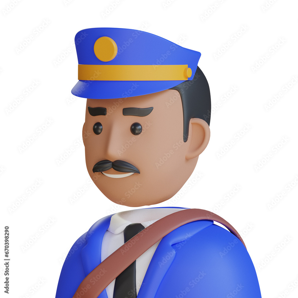 Poster 3d model of postman avatar. postman avatar design in 3d. intriguing 3d model of postman avatar. 3d i