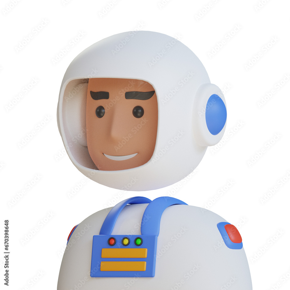 Poster 3d model of astronaut avatar. astronaut avatar design in 3d. 3d illustration, 3d element, 3d renderi