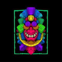 smile tribal statue mascot artwork illustration