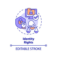2D editable multicolor identity rights icon, simple isolated vector, cyber law thin line illustration.