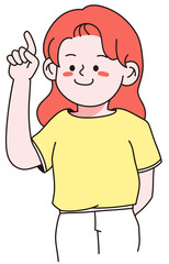 손가락을 펴고 미소 짓는 소녀