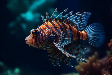 Naklejka na ściany i meble lionfish in aquarium. 