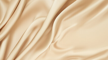 Beige Silk Satin with Soft Folds, Silk Fabric Background, Silk Fabric Soft Folds, Luxury Background, 8K UHD