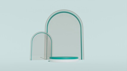 white and green podium for product display empty stage display stand studio background 3d render