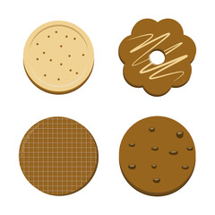 Cookies Biscuit Illustration Set. Isolated On White Background. Vector Icon Set. 