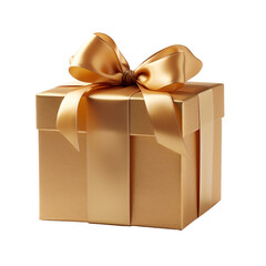 golden gift box isolated on a transparent background, PNG