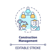 2D editable multicolor construction management icon, simple isolated vector, construction cost thin line illustration.
