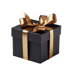 black gift box Isolated on a transparent background