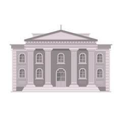 Bank, University or Government Building Facade on White Background. Vector