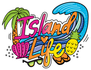 Island life summer illustration
