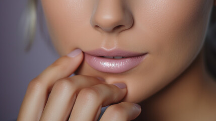 Delicately colored nails and lips - obrazy, fototapety, plakaty