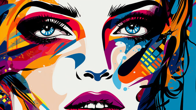 An abstract portrait in pop art style