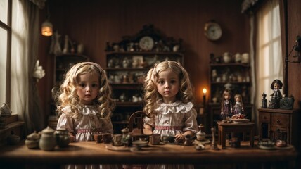 Obraz na płótnie Canvas Timeless Moments: The Enchantment of Antique Dolls 