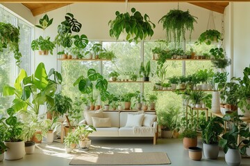 Fototapeta na wymiar Modern interior with elements of greenery