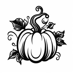 illustration of vector illustration of a Pumpkin with leaves in the, Generative ai