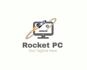 rocket start fly web technology logo design template illustration inspiration