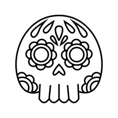 Mexican Skull Line Style in Design Icon