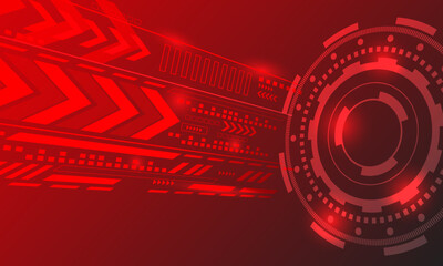 red circuit circles connecting network technology abstract background