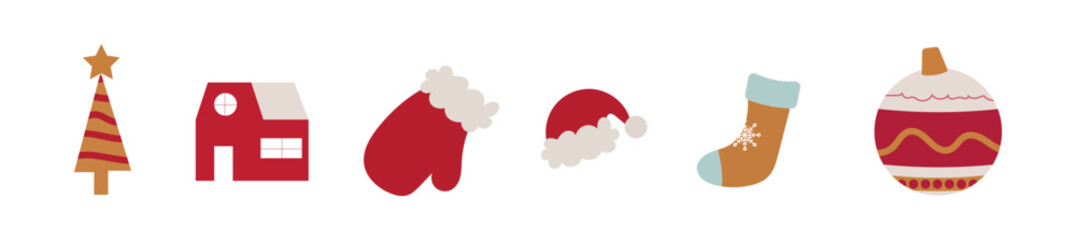set of accessories  for christmas vector illustration