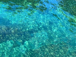 Fototapeta na wymiar Sea water blue turquoise glittering seascape aerial view.