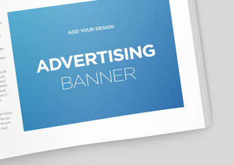 Newspaper Advertising Banner on Magazine, Brochure Mockup 3D Rendering