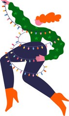 Disproportionate Woman with Christmas Lights