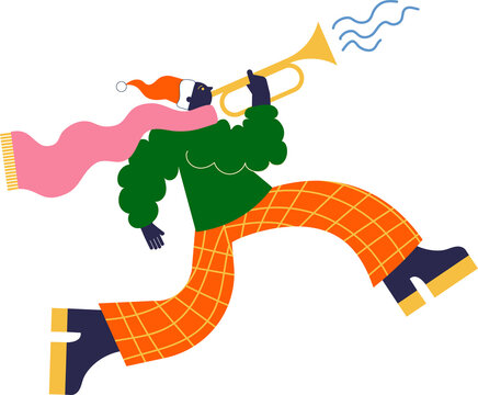 Disproportionate Christmas Character with Trumpet
