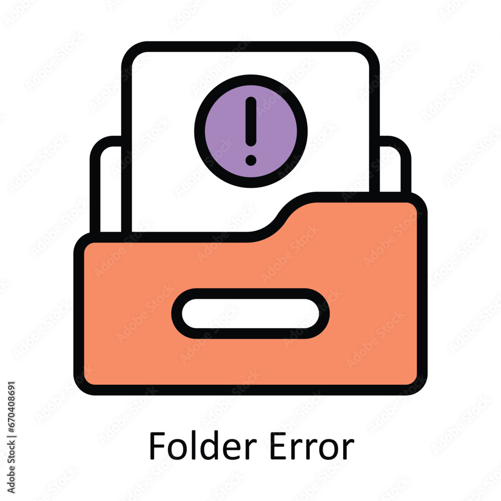 Aufkleber folder error vector filled outline design illustration. symbol on white background eps 10 file