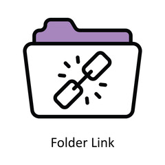 Folder Link vector Filled outline Design illustration. Symbol on White background EPS 10 File 