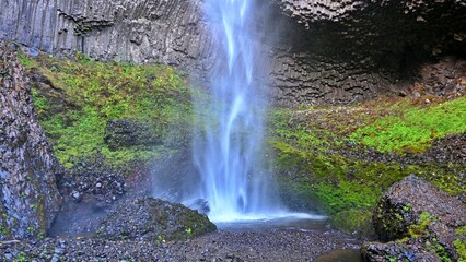 Latourell falls with amazing rock background Columbia River Gorge National Scenic Area.