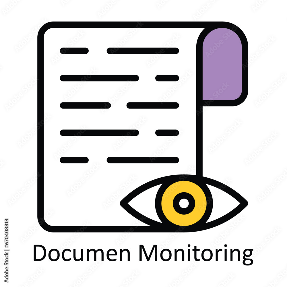Aufkleber document monitoring vector filled outline design illustration. symbol on white background eps 10 fil