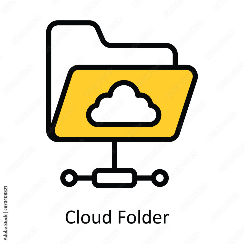 Poster cloud folder vector filled outline design illustration. symbol on white background eps 10 file