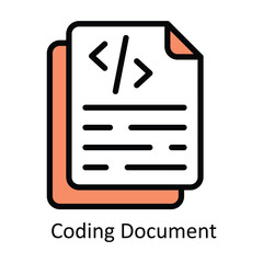 Coding Document vector Filled outline Design illustration. Symbol on White background EPS 10 File 