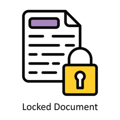 Locked Document vector Filled outline Design illustration. Symbol on White background EPS 10 File 